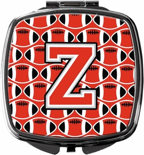 Caroline's Treasures CJ1067-ZSCM Letter Z Football Scarlet and Grey Compact Mirror Decorative Travel Makeup Mirror for Women Girls Gifts Pocket Makeup Mirror Folding Handheld