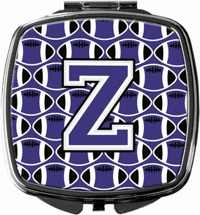 Caroline's Treasures CJ1068-ZSCM Letter Z Football Purple and White Compact Mirror Decorative Travel Makeup Mirror for Women Girls Gifts Pocket Makeup Mirror Folding Handheld