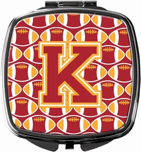 Caroline's Treasures CJ1070-KSCM Letter K Football Cardinal and Gold Compact Mirror Decorative Travel Makeup Mirror for Women Girls Gifts Pocket Makeup Mirror Folding Handheld