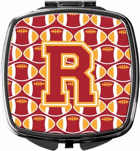 Caroline's Treasures CJ1070-RSCM Letter R Football Cardinal and Gold Compact Mirror Decorative Travel Makeup Mirror for Women Girls Gifts Pocket Makeup Mirror Folding Handheld