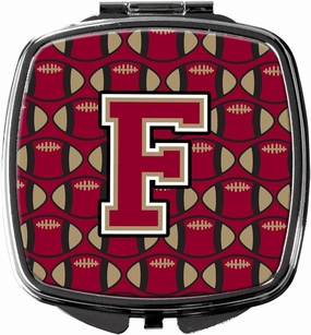 Caroline's Treasures CJ1078-FSCM Letter F Football Garnet and Gold Compact Mirror Decorative Travel Makeup Mirror for Women Girls Gifts Pocket Makeup Mirror Folding Handheld
