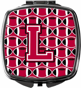 Caroline's Treasures CJ1079-LSCM Letter L Football Crimson and White Compact Mirror Decorative Travel Makeup Mirror for Women Girls Gifts Pocket Makeup Mirror Folding Handheld