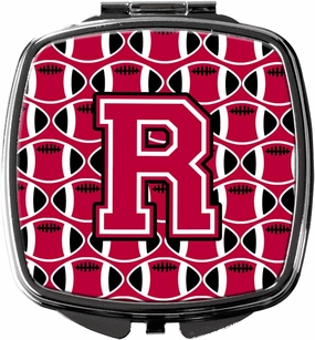 Caroline's Treasures CJ1079-RSCM Letter R Football Crimson and White Compact Mirror Decorative Travel Makeup Mirror for Women Girls Gifts Pocket Makeup Mirror Folding Handheld