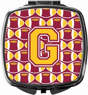 Caroline's Treasures CJ1081-GSCM Letter G Football Maroon and Gold Compact Mirror Decorative Travel Makeup Mirror for Women Girls Gifts Pocket Makeup Mirror Folding Handheld
