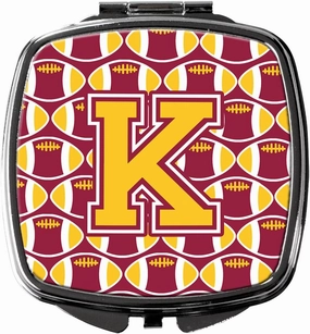 Caroline's Treasures CJ1081-KSCM Letter K Football Maroon and Gold Compact Mirror Decorative Travel Makeup Mirror for Women Girls Gifts Pocket Makeup Mirror Folding Handheld