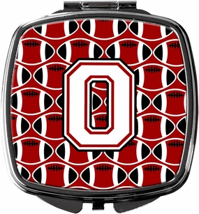 Caroline's Treasures CJ1082-OSCM Letter O Football Cardinal and White Compact Mirror Decorative Travel Makeup Mirror for Women Girls Gifts Pocket Makeup Mirror Folding Handheld