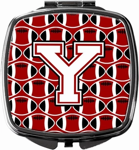 Caroline's Treasures CJ1082-YSCM Letter Y Football Cardinal and White Compact Mirror Decorative Travel Makeup Mirror for Women Girls Gifts Pocket Makeup Mirror Folding Handheld