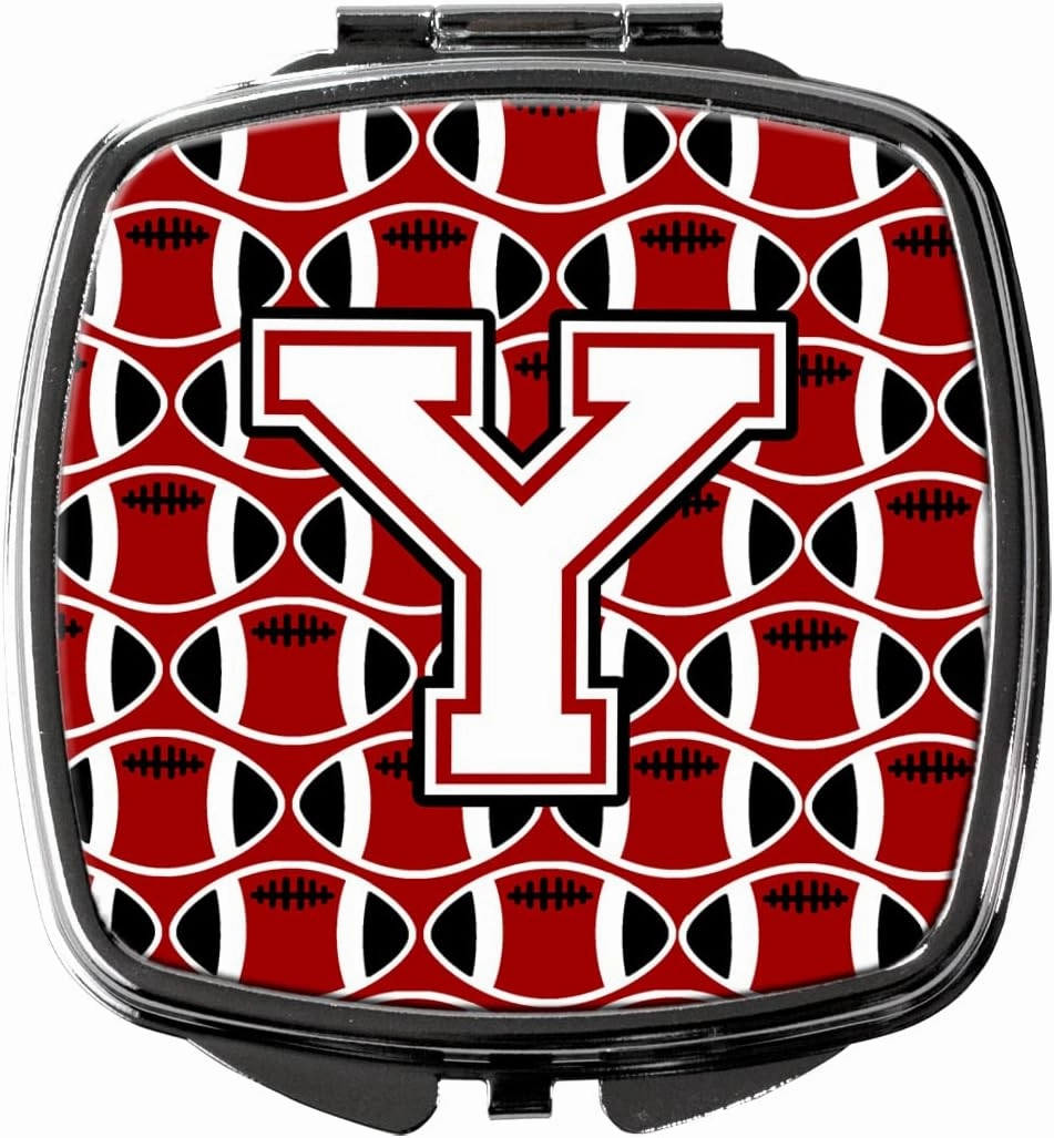 Caroline's Treasures CJ1082-YSCM Letter Y Football Cardinal and White Compact Mirror Decorative Travel Makeup Mirror for Women Girls Gifts Pocket Makeup Mirror Folding Handheld