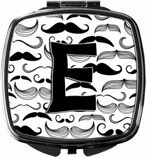 Caroline's Treasures CJ2009-ESCM Letter E Moustache Initial Compact Mirror Decorative Travel Makeup Mirror for Women Girls Gifts Pocket Makeup Mirror Folding Handheld