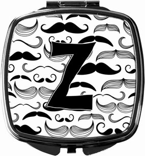 Caroline's Treasures CJ2009-ZSCM Letter Z Moustache Initial Compact Mirror Decorative Travel Makeup Mirror for Women Girls Gifts Pocket Makeup Mirror Folding Handheld
