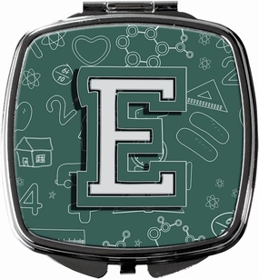 Caroline's Treasures CJ2010-ESCM Letter E Back to School Initial Compact Mirror Decorative Travel Makeup Mirror for Women Girls Gifts Pocket Makeup Mirror Folding Handheld