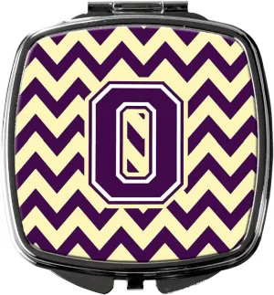 Caroline's Treasures CJ1058-OSCM Letter O Chevron Purple and Gold Compact Mirror Decorative Travel Makeup Mirror for Women Girls Gifts Pocket Makeup Mirror Folding Handheld