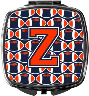 Caroline's Treasures CJ1066-ZSCM Letter Z Football Orange, Blue and white Compact Mirror Decorative Travel Makeup Mirror for Women Girls Gifts Pocket Makeup Mirror Folding Handheld
