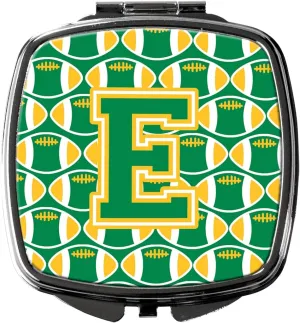 Caroline's Treasures CJ1069-ESCM Letter E Football Green and Gold Compact Mirror Decorative Travel Makeup Mirror for Women Girls Gifts Pocket Makeup Mirror Folding Handheld