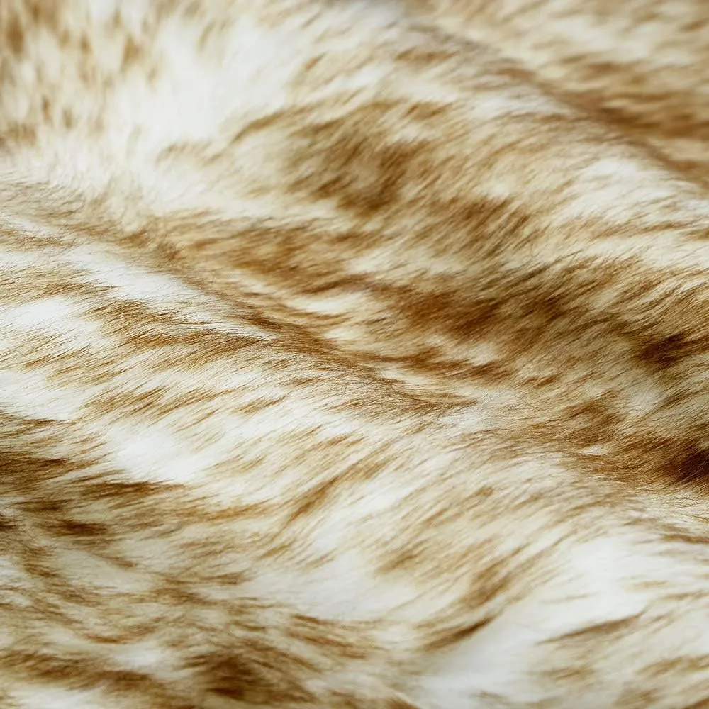 Carvapet 2 Pieces Luxury Soft Faux Sheepskin Chair Cover Seat Cushion Pad Plush Fur Area Rugs for Bedroom, 2ft x 3ft, White with Brown Tips