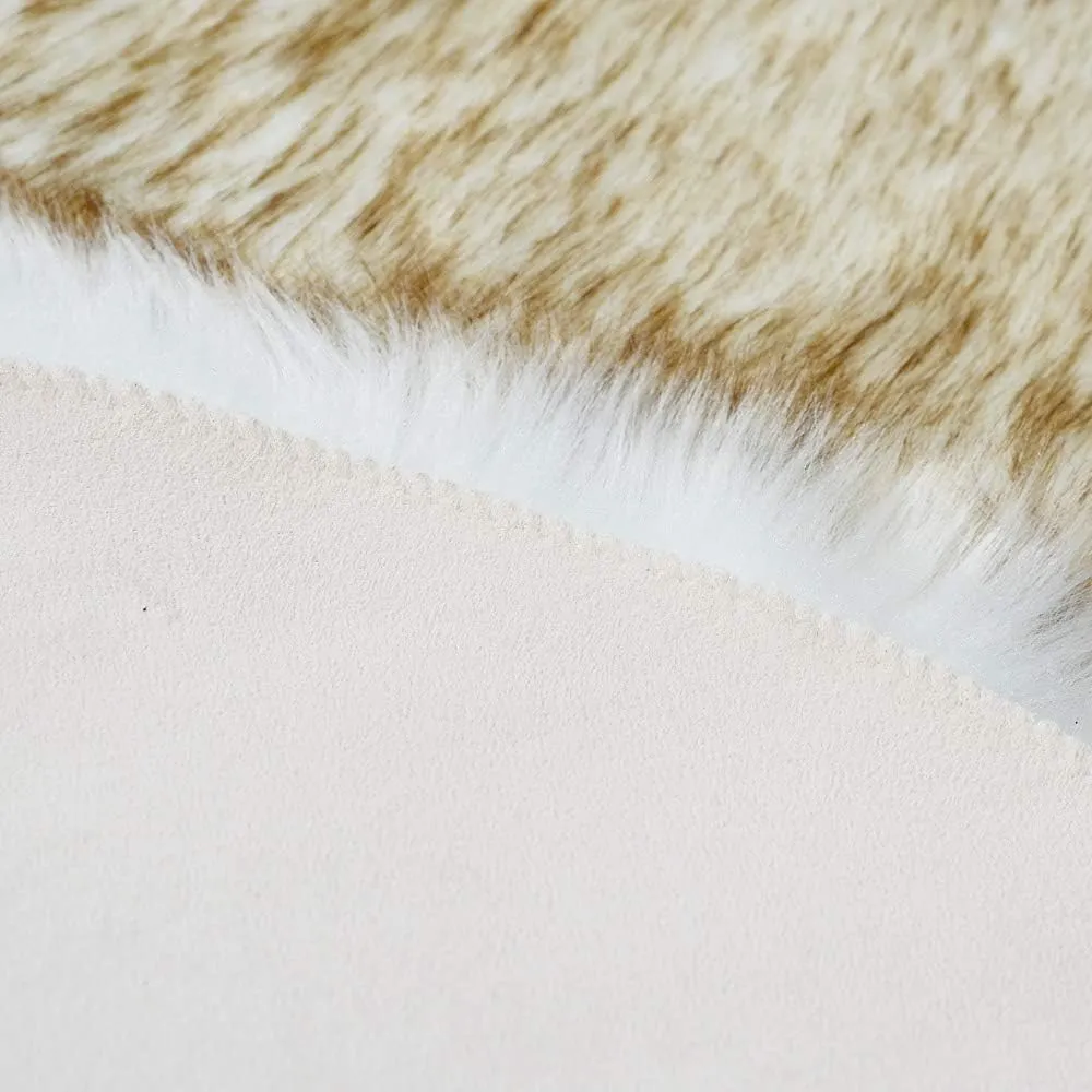 Carvapet 2 Pieces Luxury Soft Faux Sheepskin Chair Cover Seat Cushion Pad Plush Fur Area Rugs for Bedroom, 2ft x 3ft, White with Brown Tips