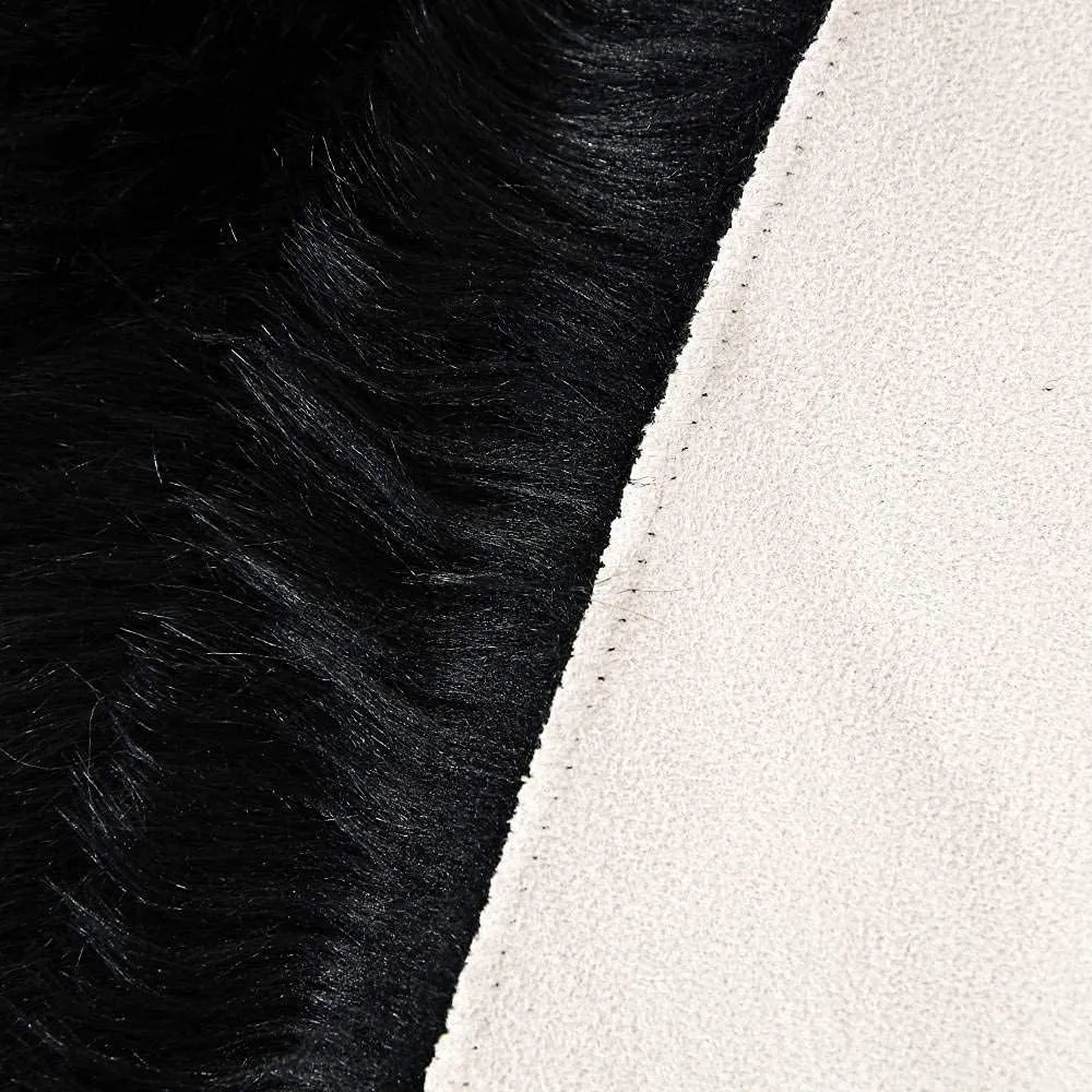 Carvapet Luxury Soft Faux Sheepskin Chair Cover Seat Pad Plush Fur Area Rugs for Bedroom, 2ft x 3ft, Black
