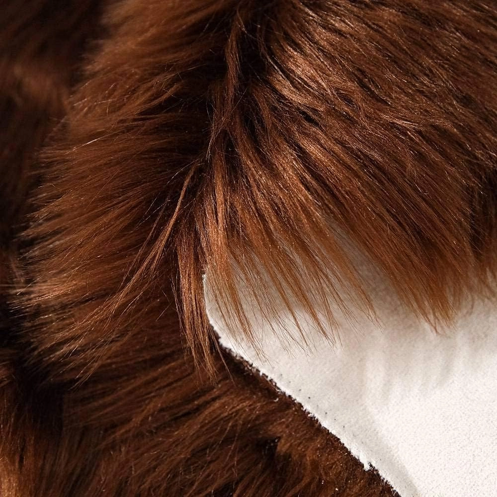 Carvapet Luxury Soft Faux Sheepskin Chair Cover Seat Pad Plush Fur Area Rugs for Bedroom, 2ft x 3ft,Brown