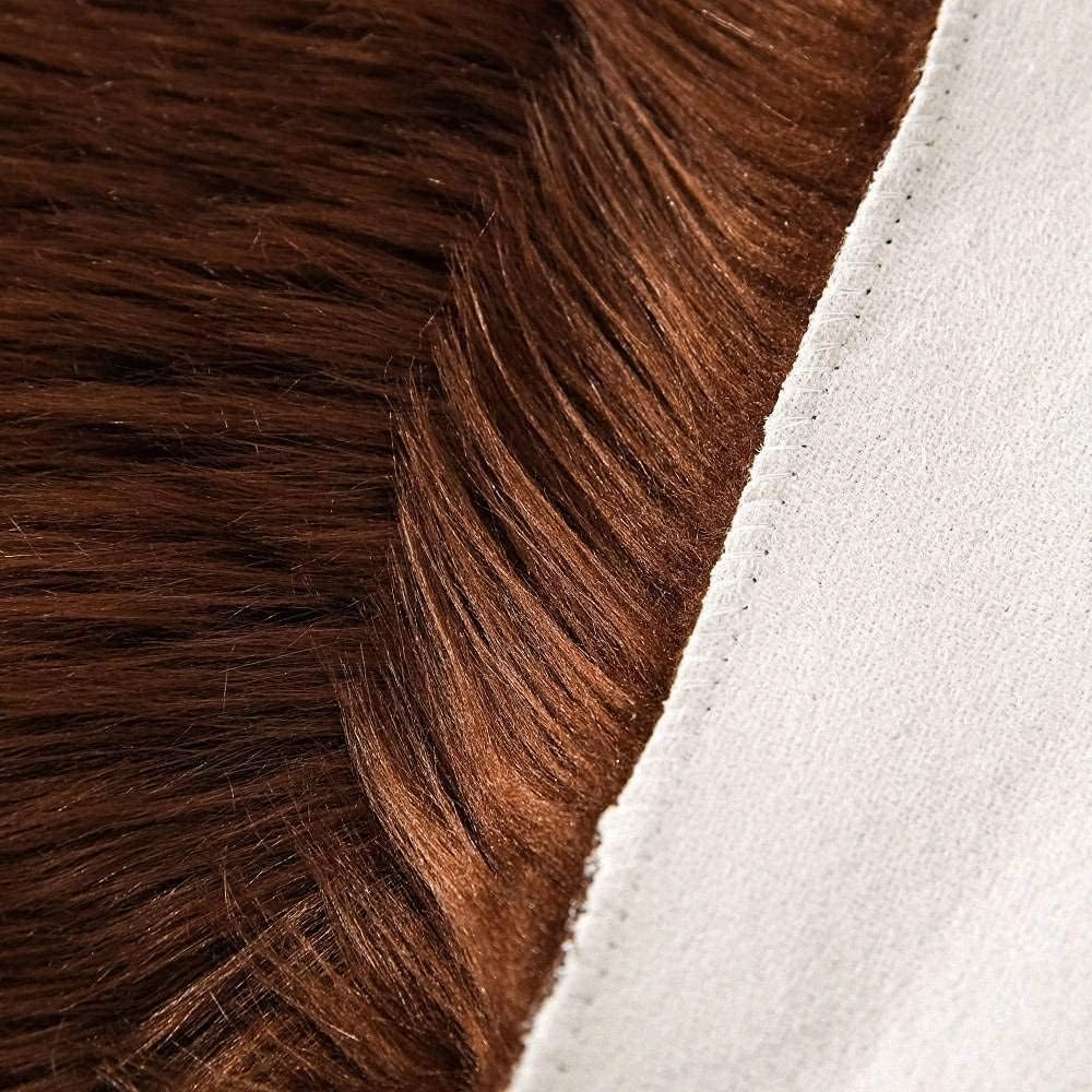Carvapet Luxury Soft Faux Sheepskin Chair Cover Seat Pad Plush Fur Area Rugs for Bedroom, 2ft x 3ft,Brown