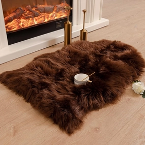 Carvapet Luxury Soft Faux Sheepskin Chair Cover Seat Pad Plush Fur Area Rugs for Bedroom, 2ft x 3ft,Brown