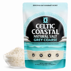 Celtic Coastal Grey Coarse, 1.65lb - 26oz. 100% Organic & Unrefined, Rich in 82  Essential Minerals, Hand-Harvested French Celtic Crystals