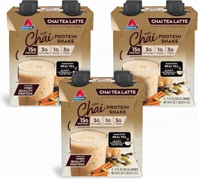 Chai Tea Latte Protein Shake, 15g Protein, Low Glycemic, 3g Net Carb, 1g Sugar, Keto Friendly , Set of three 4-pack