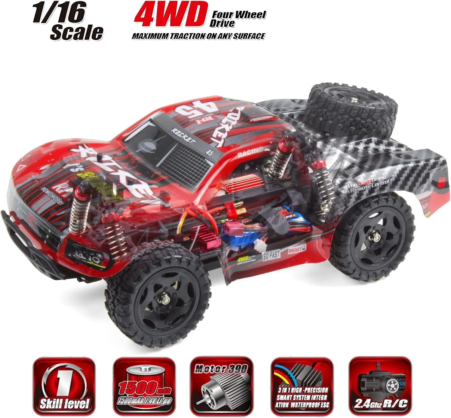 Cheerwing 1:16 Scale Short Course RC Car, 40KM/H High Speed 4WD Remote Control Truck Off-Road Remote Control Car