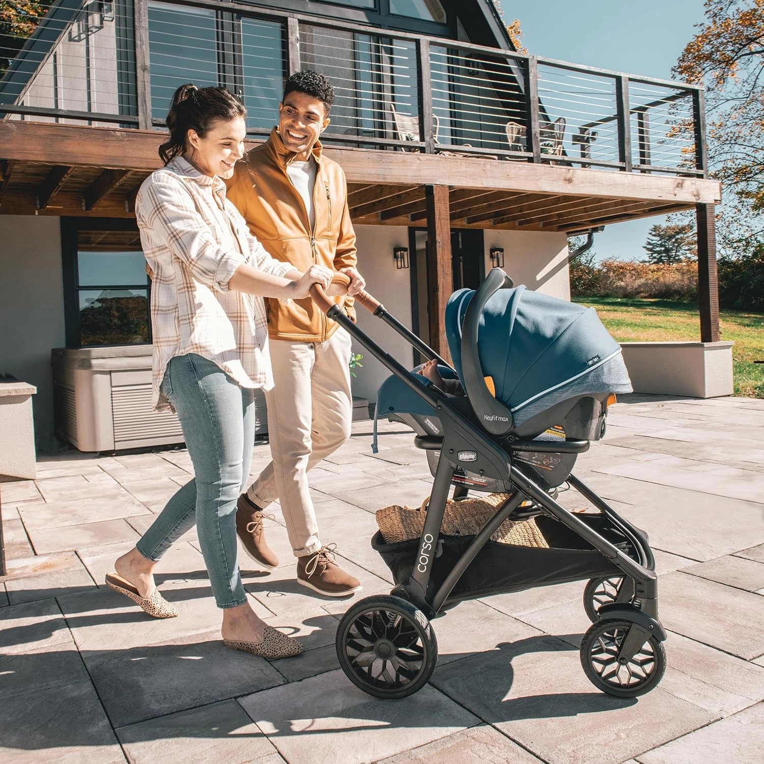 Chicco KeyFit® Max Zip ClearLux™ Infant Car Seat and Base, Rear-Facing Seat for Infants 4-30 lbs., Zip-Open Privacy Shield, Compatible with Chicco Strollers, Baby Travel Gear | Verona/Grey