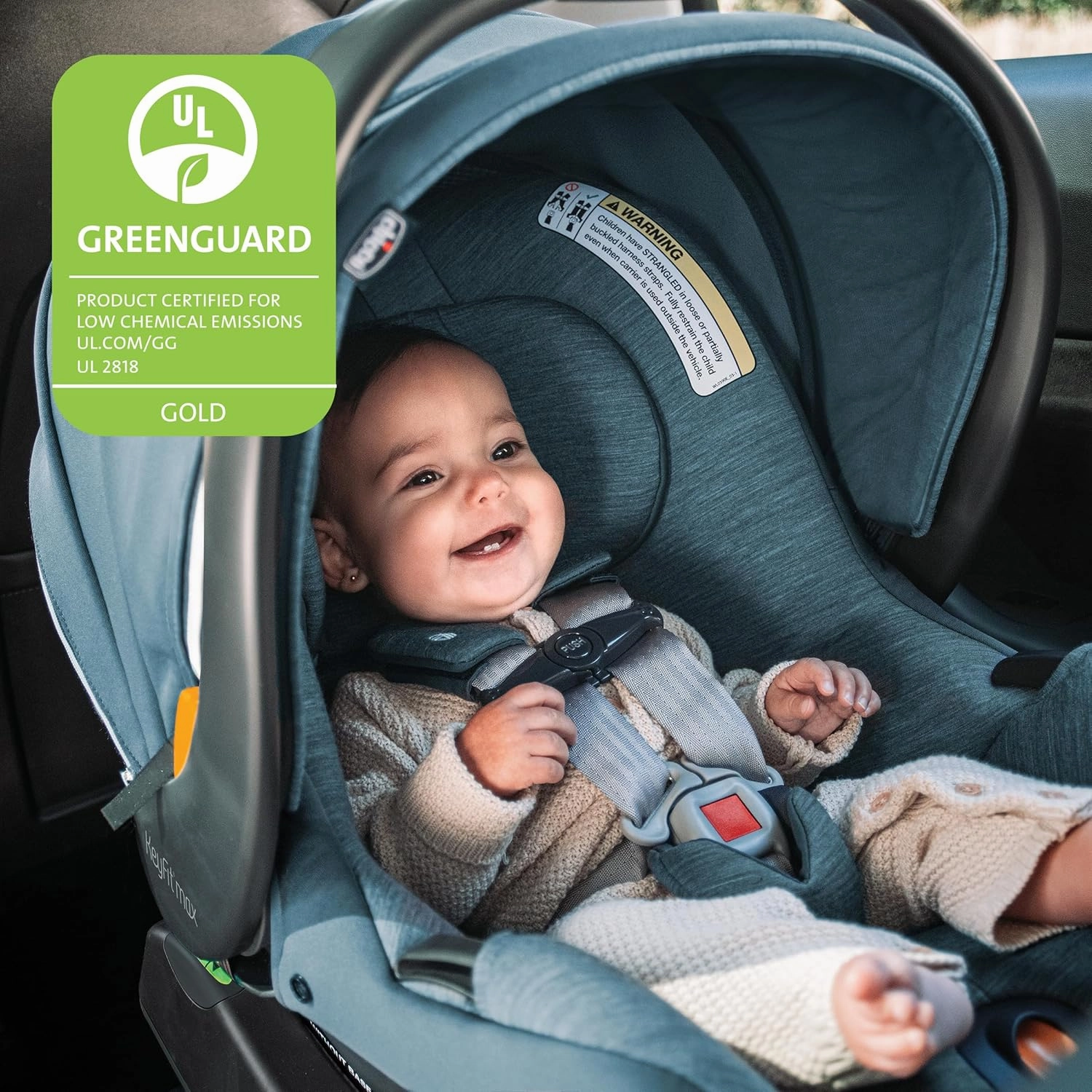 Chicco KeyFit® Max Zip ClearLux™ Infant Car Seat and Base, Rear-Facing Seat for Infants 4-30 lbs., Zip-Open Privacy Shield, Compatible with Chicco Strollers, Baby Travel Gear | Verona/Grey