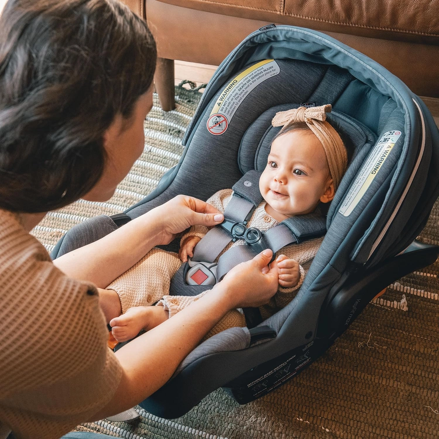 Chicco KeyFit® Max Zip ClearLux™ Infant Car Seat and Base, Rear-Facing Seat for Infants 4-30 lbs., Zip-Open Privacy Shield, Compatible with Chicco Strollers, Baby Travel Gear | Verona/Grey