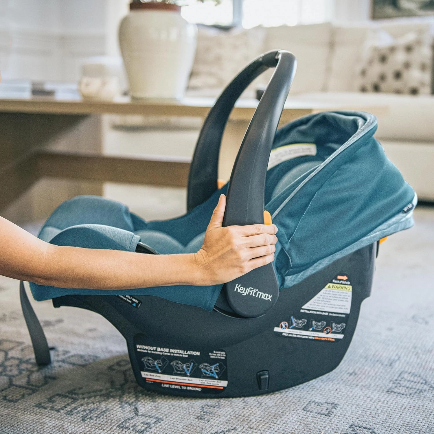 Chicco KeyFit® Max Zip ClearLux™ Infant Car Seat and Base, Rear-Facing Seat for Infants 4-30 lbs., Zip-Open Privacy Shield, Compatible with Chicco Strollers, Baby Travel Gear | Verona/Grey