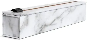 ChicWrap Carrara Marble Refillable Foil Dispenser - Includes One 12"x 30' Roll of Professional Grade Aluminum Foil - Reusable Dispenser w/Slide Cutter - Kosher Certified