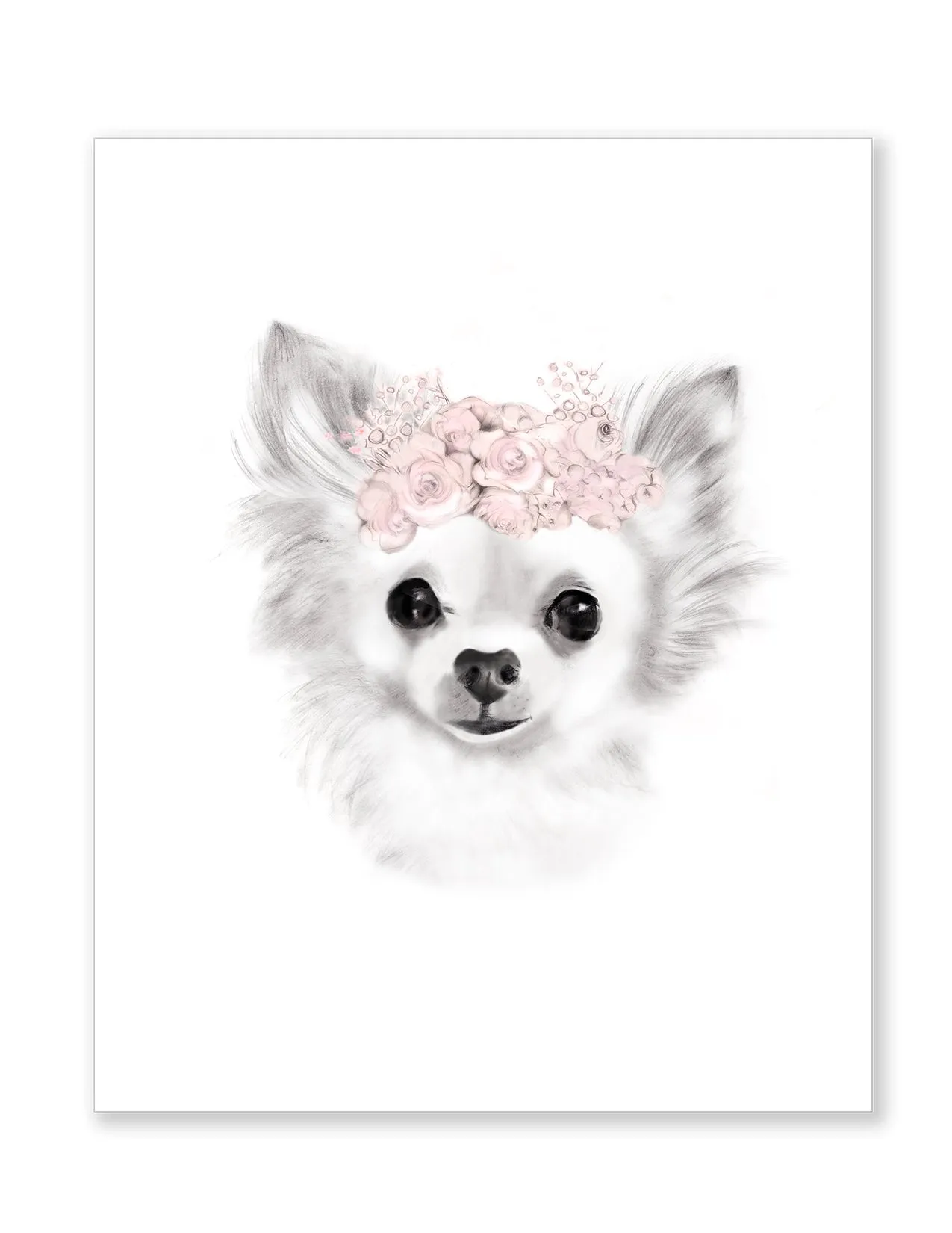 Chihuahua Puppy Flower Crown Art Print