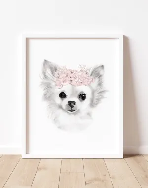 Chihuahua Puppy Flower Crown Art Print