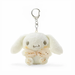 Cinnamoroll Fluffy Plush Keychain: White Gold
