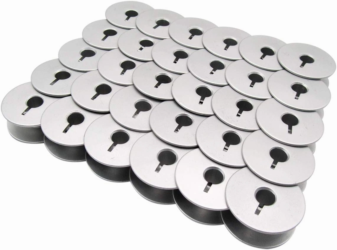 CKPSMS Brand - #18034AS Aluminum Bobbins with Slot Compatible with/Replacement for Pfaff Brand Grand Quilter 18", Juki Brand TL-2200QVP Quilt Virtuoso Pro Longarm Quilter (30 PCS)