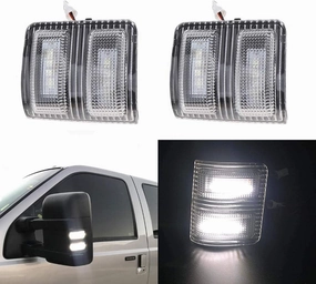 Clear Lens White LED Side Mirror Marker Lights Compatible with 2008-2016 Ford F250 F350 F450 Super Duty Side Mirror LED Turn Signal Lights