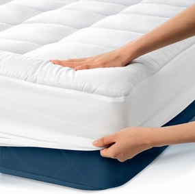 Cloud-Like Twin Mattress Topper - 100% Cotton Top Mattress Pad for Back Pain Relief - Breathable & Naturally Cooling for Hot Sleepers