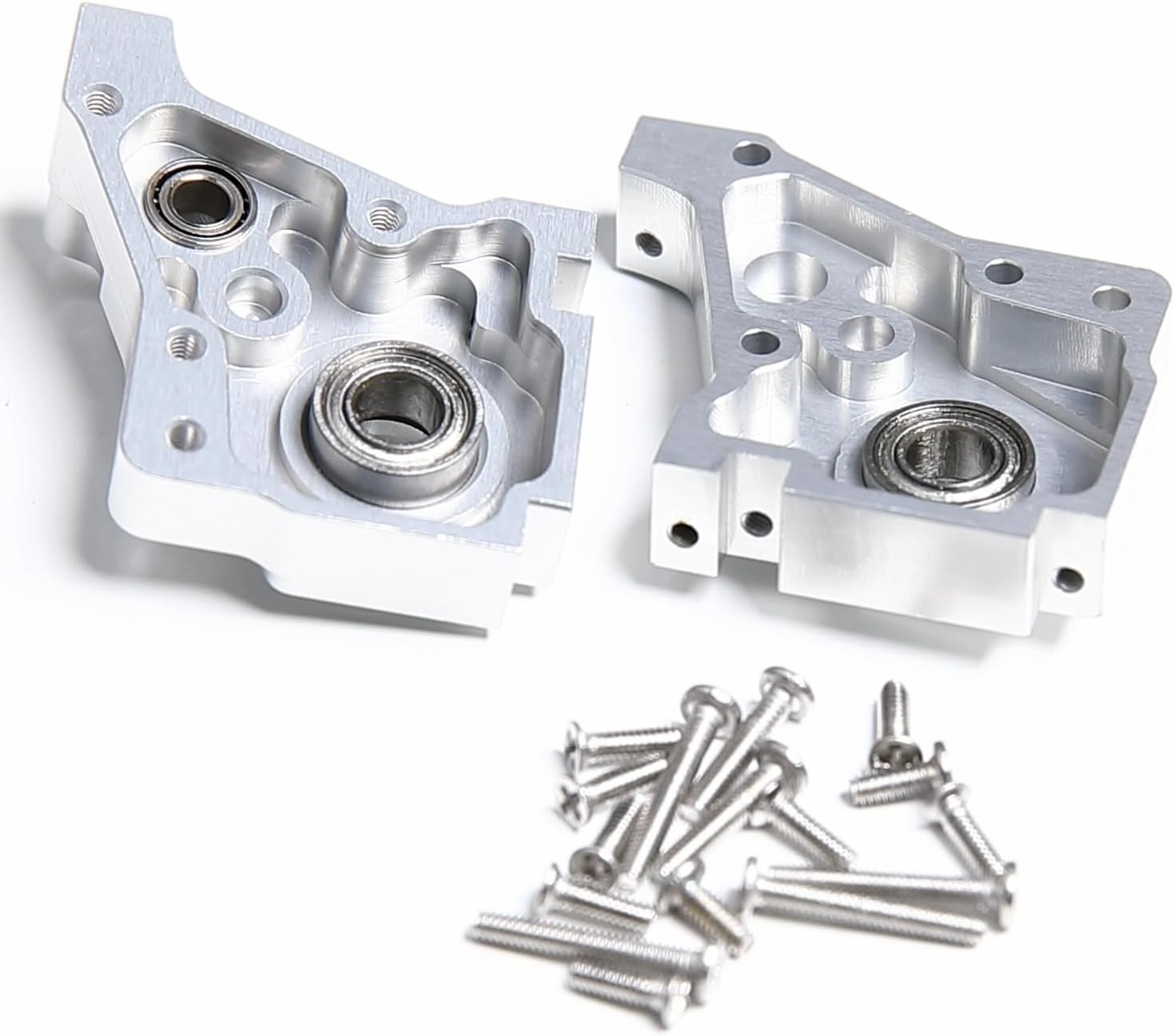 CNC Aluminum 1:36 RC Mini Car Team Losi Micro Gear Box Case Set Upgrade Part (Silver)