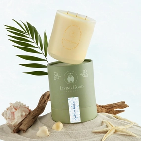 Coastal Breeze - Yuzu & Sea Salt Pure Beeswax Candle – 90  Hours Long Burning Classically Designed Non-Toxic Scented Candles for Home Decor with Natural Fragrance 15 oz