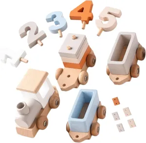 Cognitive Development Toy 1 Set Boys and Girls Wooden Train Number Learning Toy Bright Colors