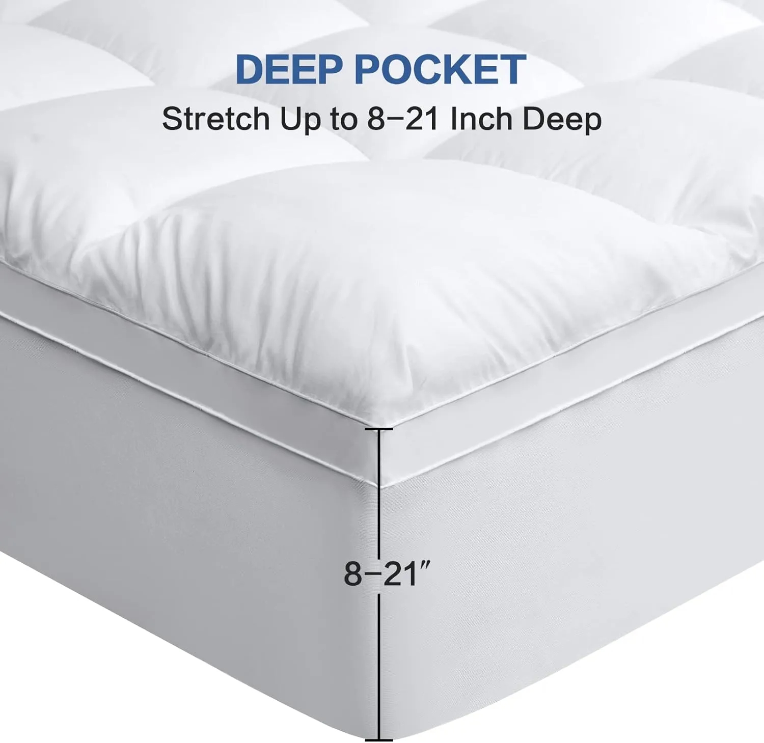 COHOME Queen Size Mattress Topper Extra Thick Cooling Mattress Pad 400TC Cotton Top Plush Down Alternative Fill Pillow Top Mattress Cover with 8-21 Inch Deep Pocket (60x80 Inches, White-Classic)