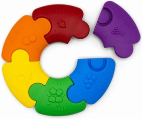 Color Wheel Interlocking Puzzle for Babies, Multifunctional Teether Toy, Silicone Chew