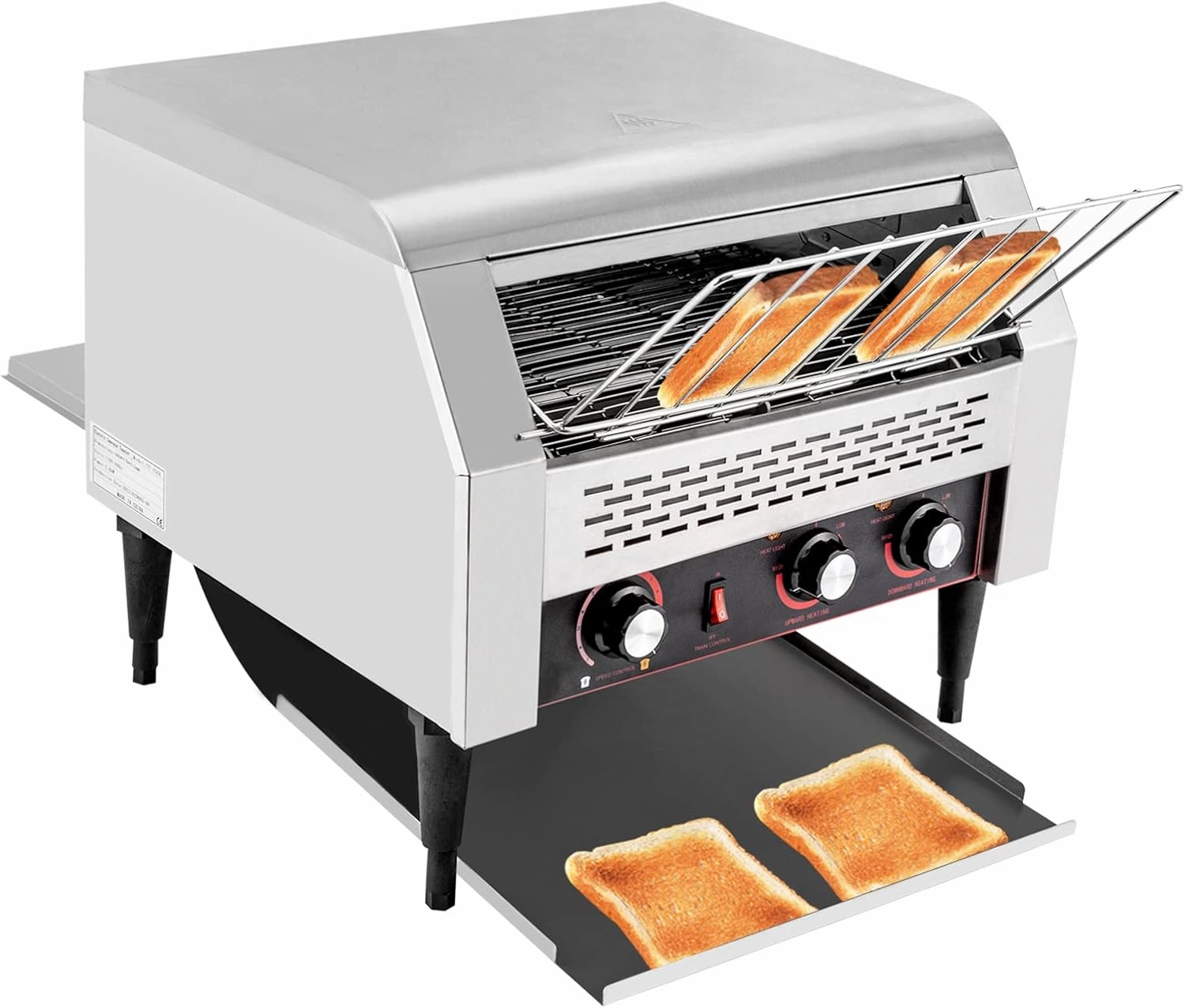 Commercial Conveyor Toaster 2600W, Stainless Steel Heavy Duty Bread Baking Machine, 450 Slices/Hour, 3 Ring Heating Tubes for Perfect Toast and Baking