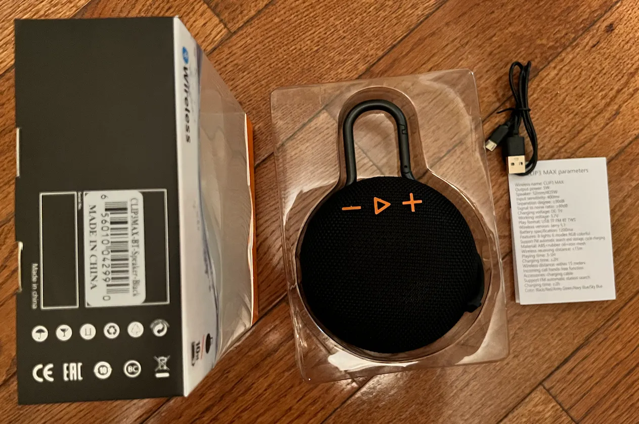Compact and Powerful Sound Wireless Bluetooth Speaker, Perfect for On-the-Go Adventures and Outdoor Activities Clip3Max for Universal Cell Phone And Bluetooth Device