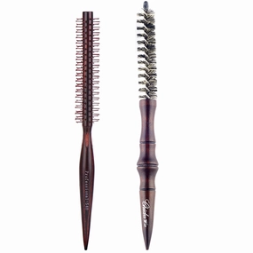 Compact Styling Hair Brush Set: Mini Round Nylon Bristle Brush & Small Boar Bristle Brush - Perfect for Short Hair Blow Drying and Styling