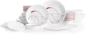 Corelle Vitrelle 78-Piece Service for 12 Dinnerware Set, Triple Layer Glass and Chip Resistant, Lightweight Round Plates and Bowls Set, Splendor