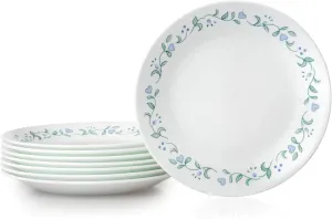 Corelle Vitrelle 8-Piece Appetizer Plates Set, Triple Layer Glass and Chip Resistant, Lightweight Round 6-3/4-inch Plates, Country Cottage