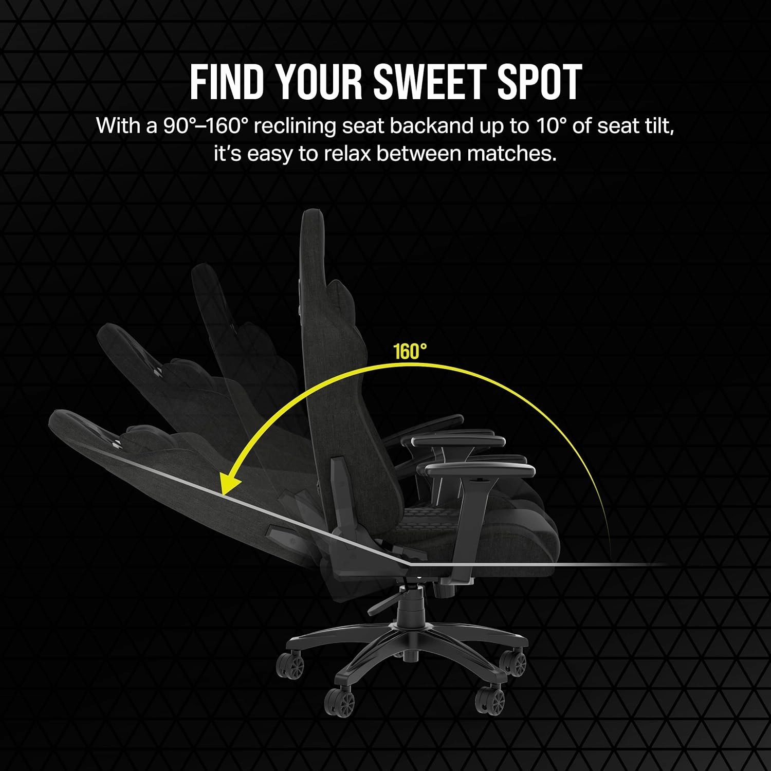 Corsair TC100 Relaxed Gaming Chair - Fabric - Racing-Inspired Design - Lumbar Pillow - Detachable Memory Foam Neck Pillow - Adjustable Seat Height - Adjustable Armrests - Black