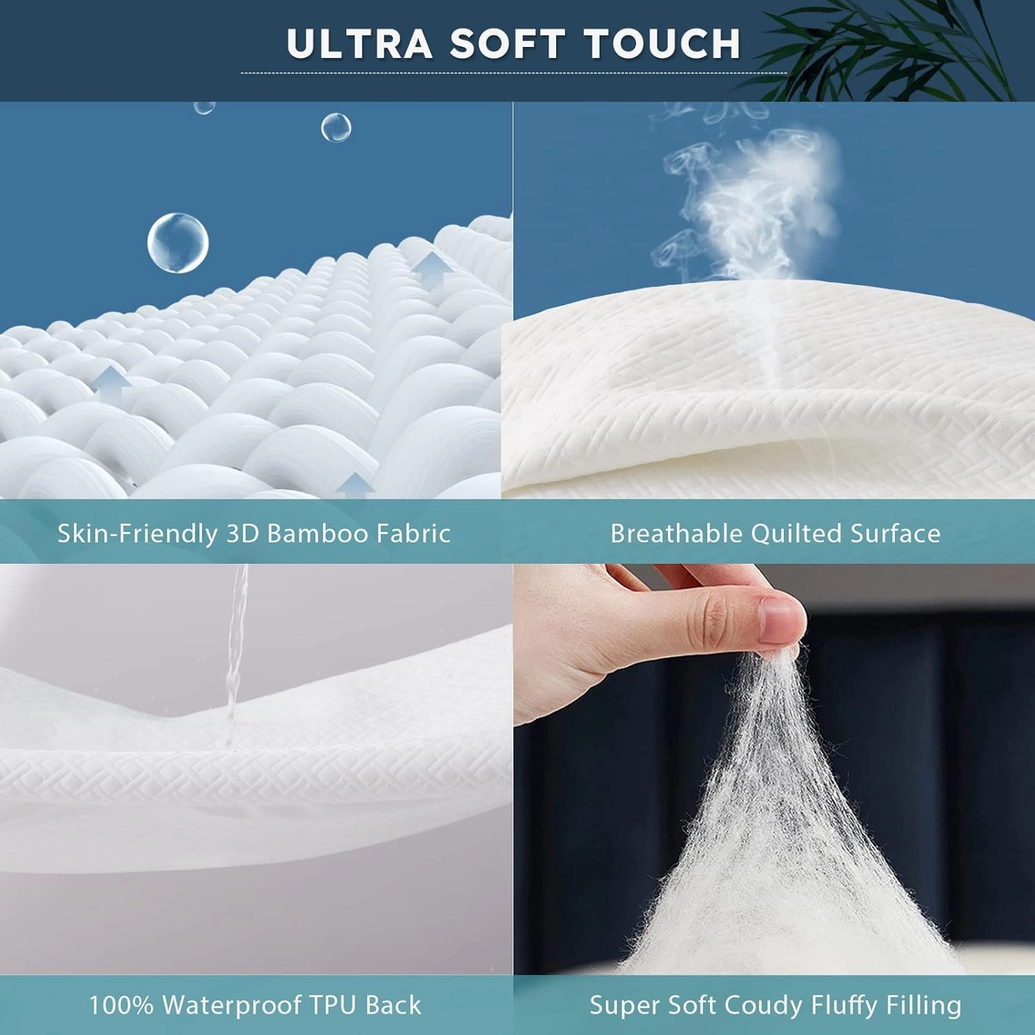 Cozymaker Queen Size 100% Waterproof Mattress Protector, Cooling Mattress Cover Fitted 8-21" Deep Pocket, 3D Air Fabric Soft Breathable Bed Mattress Pad Cover Noiseless Washable